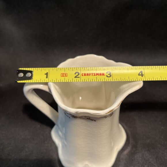 Antique KT & K S-Y China White with Gold Floral 4” Tall Creamer Pitcher Decor - Picture 10 of 11